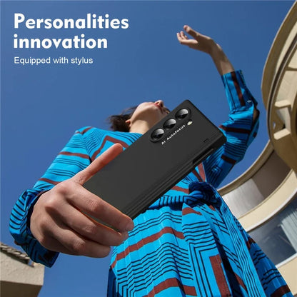 Macaron Series For Samsung Galaxy Z Fold6 5G Case PU Leather+PC Protective Phone Cover with Stylus