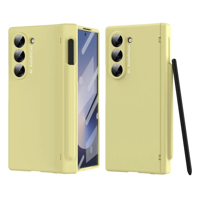 Macaron Series For Samsung Galaxy Z Fold6 5G Case PU Leather+PC Protective Phone Cover with Stylus