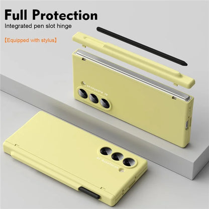 Macaron Series For Samsung Galaxy Z Fold6 5G Case PU Leather+PC Protective Phone Cover with Stylus