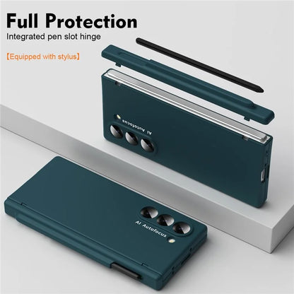 Macaron Series For Samsung Galaxy Z Fold6 5G Case PU Leather+PC Protective Phone Cover with Stylus
