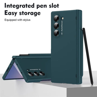 Macaron Series For Samsung Galaxy Z Fold6 5G Case PU Leather+PC Protective Phone Cover with Stylus