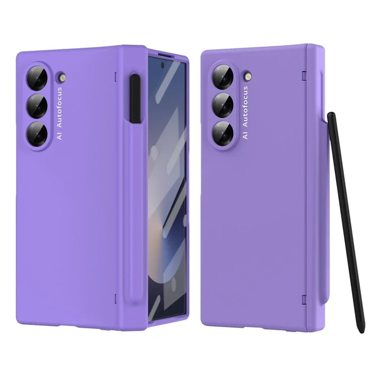 Macaron Series For Samsung Galaxy Z Fold6 5G Case PU Leather+PC Protective Phone Cover with Stylus