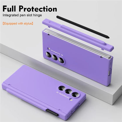 Macaron Series For Samsung Galaxy Z Fold6 5G Case PU Leather+PC Protective Phone Cover with Stylus