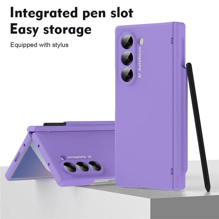 Macaron Series For Samsung Galaxy Z Fold6 5G Case PU Leather+PC Protective Phone Cover with Stylus