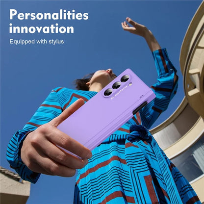 Macaron Series For Samsung Galaxy Z Fold6 5G Case PU Leather+PC Protective Phone Cover with Stylus