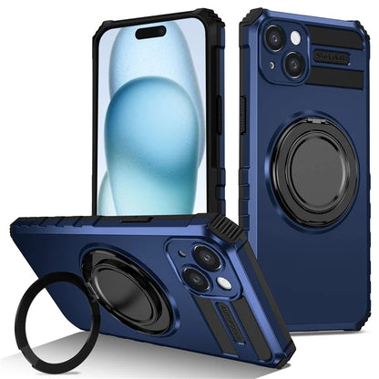 For iPhone 13 Case Compatible with MagSafe Rotary Kickstand Anti-Drop TPU+PC Phone Cover