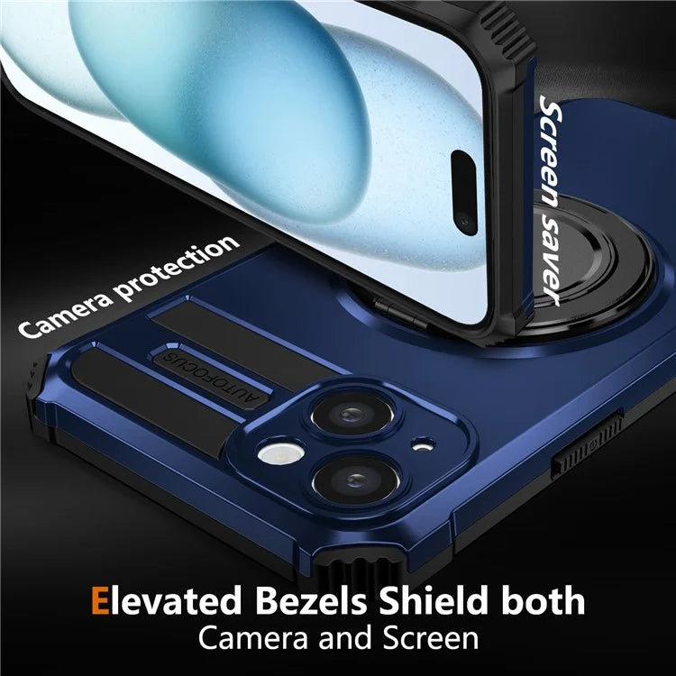 For iPhone 13 Case Compatible with MagSafe Rotary Kickstand Anti-Drop TPU+PC Phone Cover