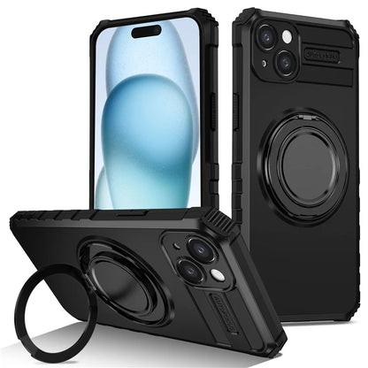 For iPhone 13 Case Compatible with MagSafe Rotary Kickstand Anti-Drop TPU+PC Phone Cover