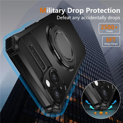 For iPhone 13 Case Compatible with MagSafe Rotary Kickstand Anti-Drop TPU+PC Phone Cover