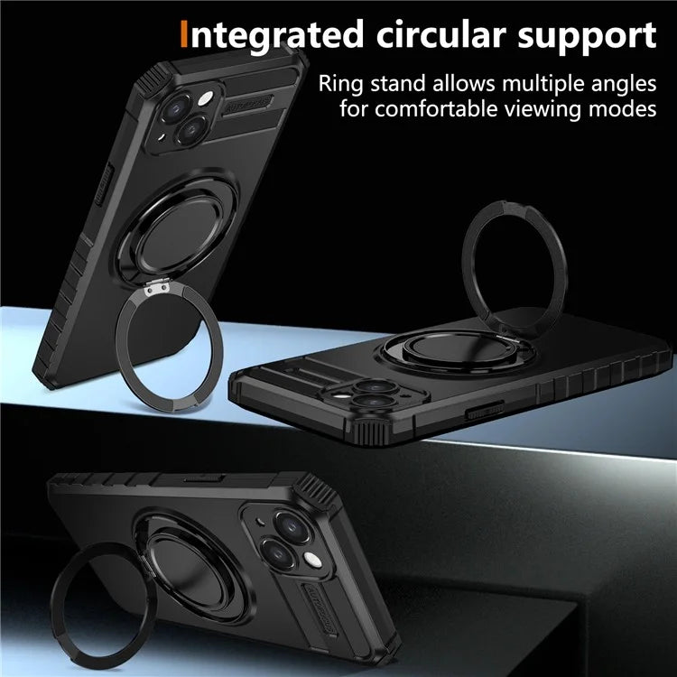For iPhone 13 Case Compatible with MagSafe Rotary Kickstand Anti-Drop TPU+PC Phone Cover