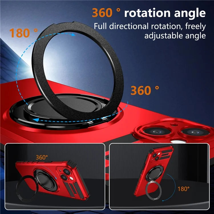 For iPhone 13 Case Compatible with MagSafe Rotary Kickstand Anti-Drop TPU+PC Phone Cover