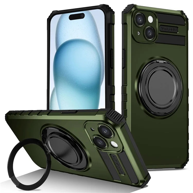 For iPhone 13 Case Compatible with MagSafe Rotary Kickstand Anti-Drop TPU+PC Phone Cover