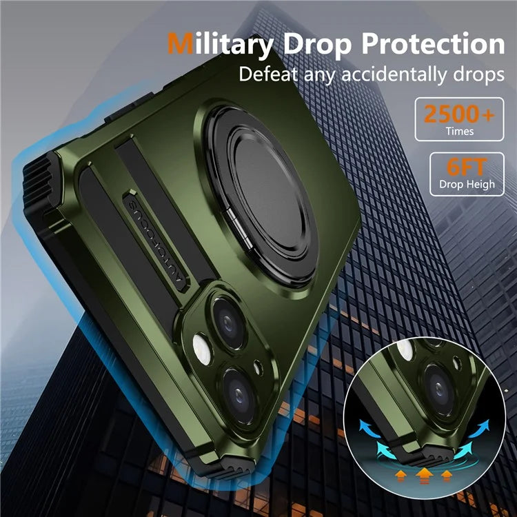 For iPhone 13 Case Compatible with MagSafe Rotary Kickstand Anti-Drop TPU+PC Phone Cover