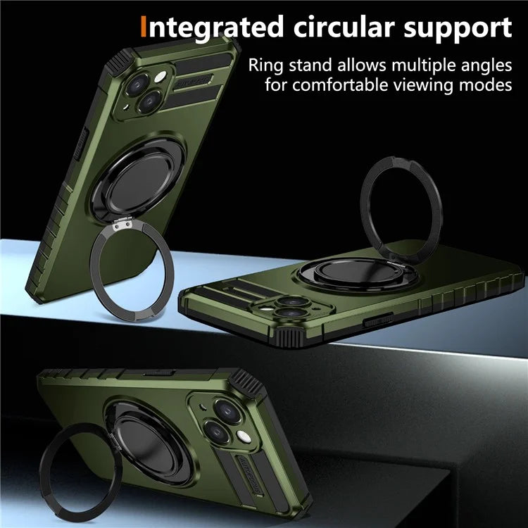 For iPhone 13 Case Compatible with MagSafe Rotary Kickstand Anti-Drop TPU+PC Phone Cover