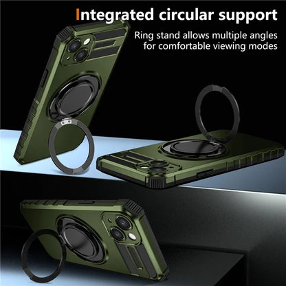 For iPhone 13 Case Compatible with MagSafe Rotary Kickstand Anti-Drop TPU+PC Phone Cover