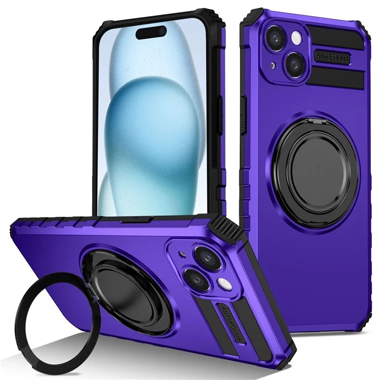 For iPhone 13 Case Compatible with MagSafe Rotary Kickstand Anti-Drop TPU+PC Phone Cover