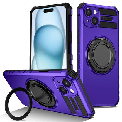 For iPhone 13 Case Compatible with MagSafe Rotary Kickstand Anti-Drop TPU+PC Phone Cover
