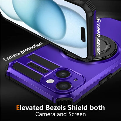 For iPhone 13 Case Compatible with MagSafe Rotary Kickstand Anti-Drop TPU+PC Phone Cover