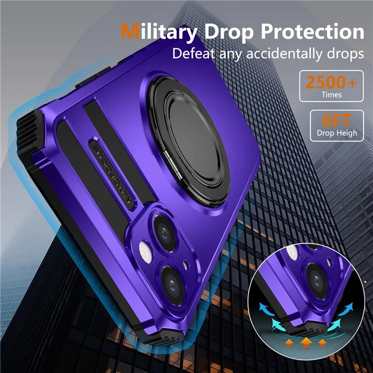 For iPhone 13 Case Compatible with MagSafe Rotary Kickstand Anti-Drop TPU+PC Phone Cover
