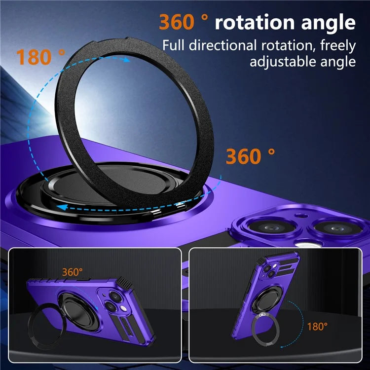 For iPhone 13 Case Compatible with MagSafe Rotary Kickstand Anti-Drop TPU+PC Phone Cover