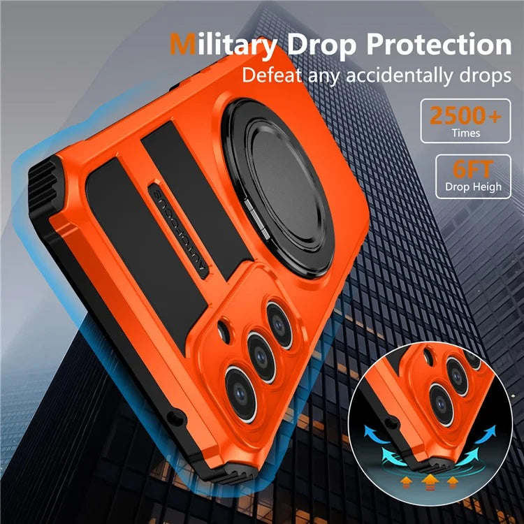 For Samsung Galaxy S23 FE Case Compatible with MagSafe Rotary Kickstand Anti-Drop TPU+PC Phone Cover