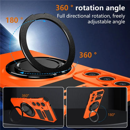 For Samsung Galaxy S23 FE Case Compatible with MagSafe Rotary Kickstand Anti-Drop TPU+PC Phone Cover