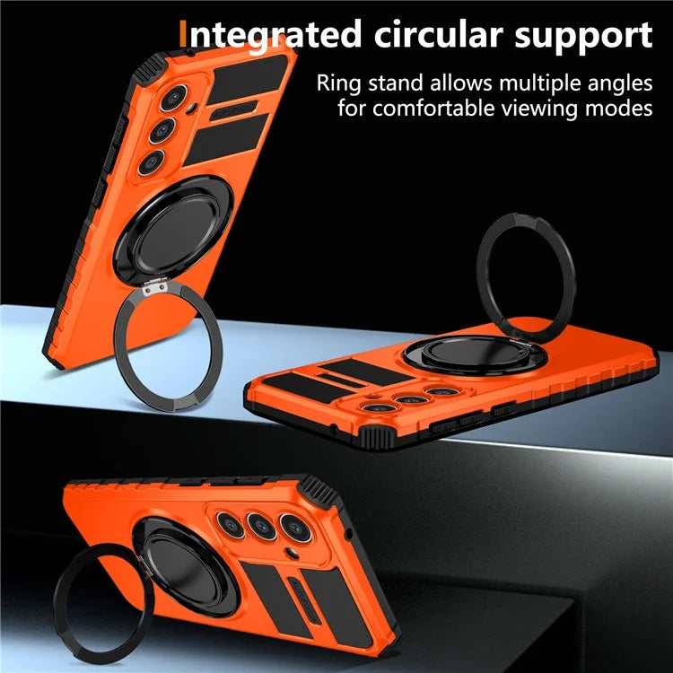 For Samsung Galaxy S23 FE Case Compatible with MagSafe Rotary Kickstand Anti-Drop TPU+PC Phone Cover