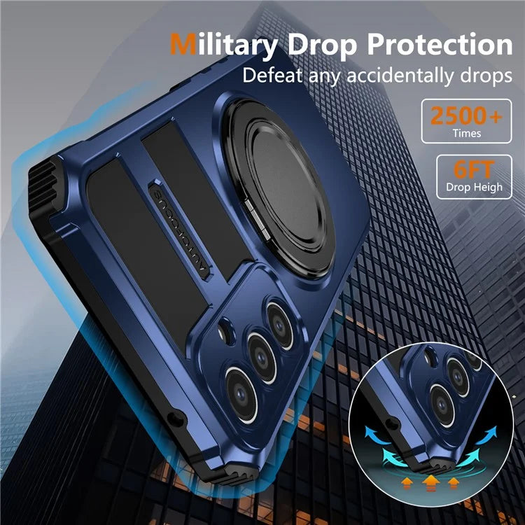 For Samsung Galaxy S23 FE Case Compatible with MagSafe Rotary Kickstand Anti-Drop TPU+PC Phone Cover