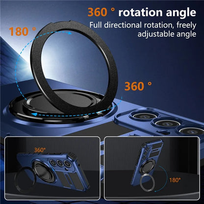 For Samsung Galaxy S23 FE Case Compatible with MagSafe Rotary Kickstand Anti-Drop TPU+PC Phone Cover