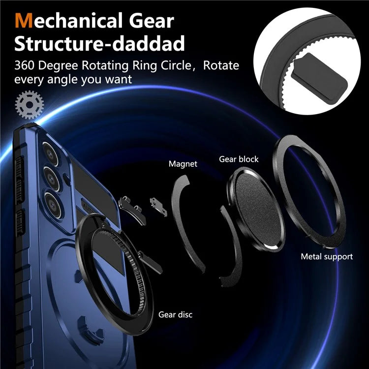 For Samsung Galaxy S23 FE Case Compatible with MagSafe Rotary Kickstand Anti-Drop TPU+PC Phone Cover