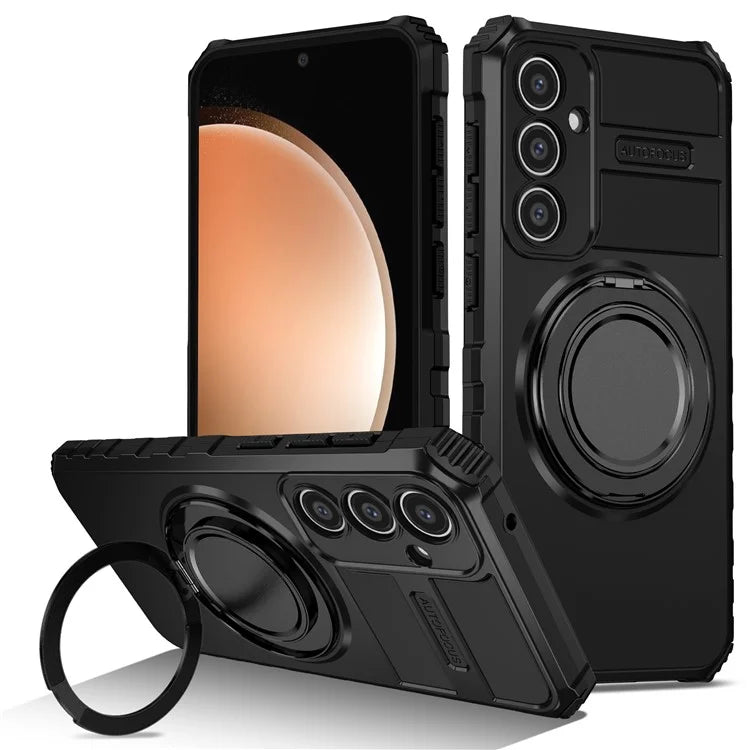 For Samsung Galaxy S23 FE Case Compatible with MagSafe Rotary Kickstand Anti-Drop TPU+PC Phone Cover