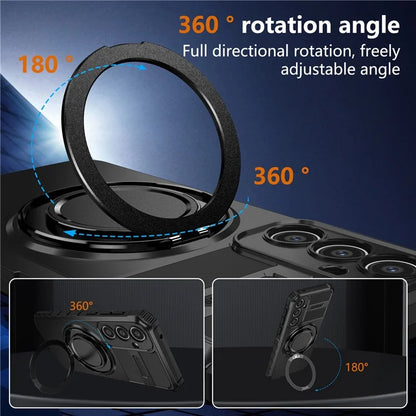 For Samsung Galaxy S23 FE Case Compatible with MagSafe Rotary Kickstand Anti-Drop TPU+PC Phone Cover