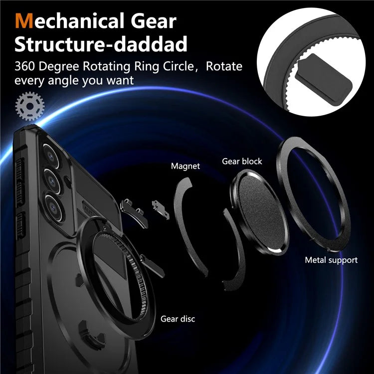 For Samsung Galaxy S23 FE Case Compatible with MagSafe Rotary Kickstand Anti-Drop TPU+PC Phone Cover