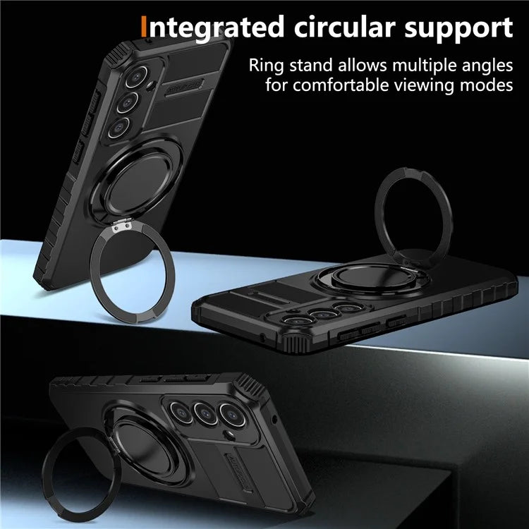 For Samsung Galaxy S23 FE Case Compatible with MagSafe Rotary Kickstand Anti-Drop TPU+PC Phone Cover