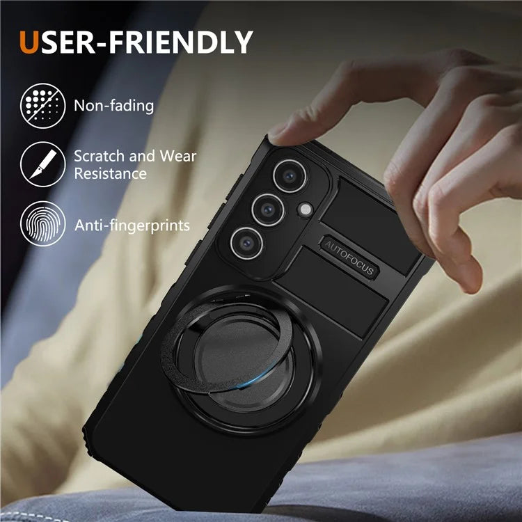 For Samsung Galaxy S23 FE Case Compatible with MagSafe Rotary Kickstand Anti-Drop TPU+PC Phone Cover