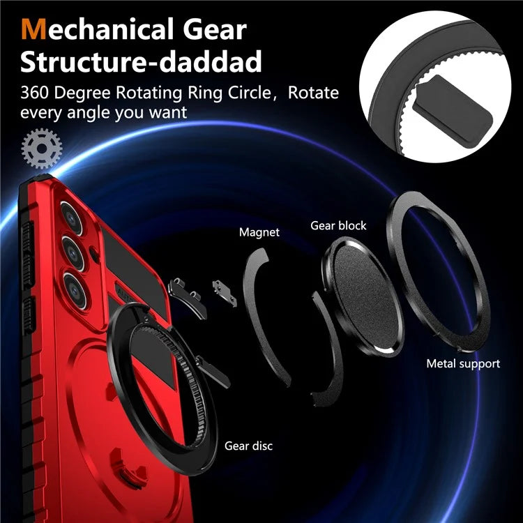 For Samsung Galaxy S23 FE Case Compatible with MagSafe Rotary Kickstand Anti-Drop TPU+PC Phone Cover