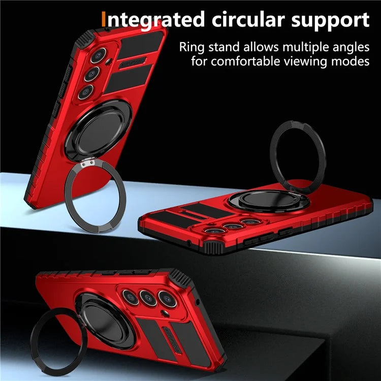 For Samsung Galaxy S23 FE Case Compatible with MagSafe Rotary Kickstand Anti-Drop TPU+PC Phone Cover