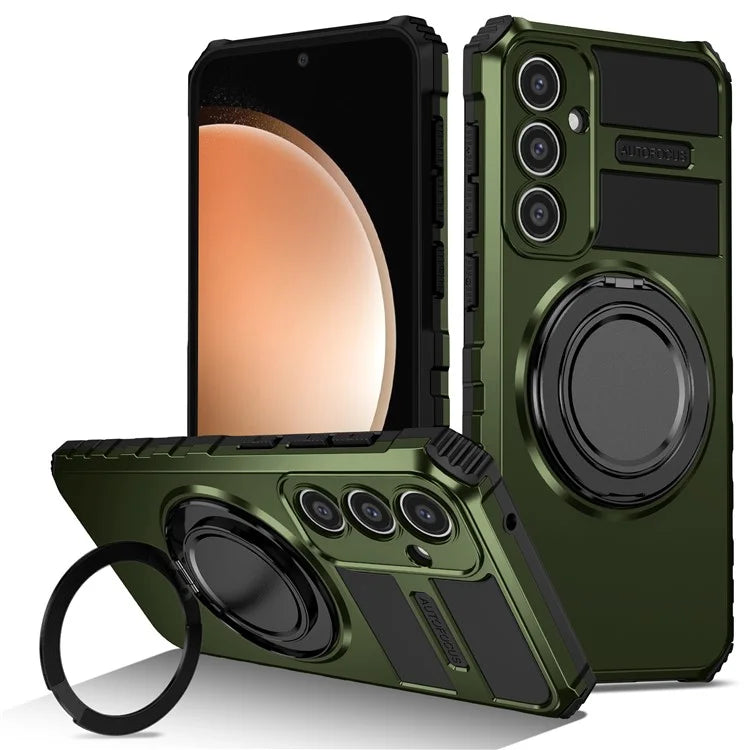 For Samsung Galaxy S23 FE Case Compatible with MagSafe Rotary Kickstand Anti-Drop TPU+PC Phone Cover