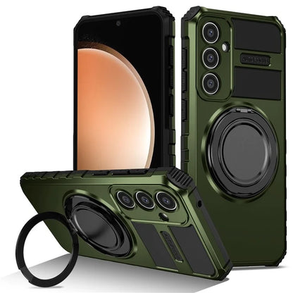 For Samsung Galaxy S23 FE Case Compatible with MagSafe Rotary Kickstand Anti-Drop TPU+PC Phone Cover
