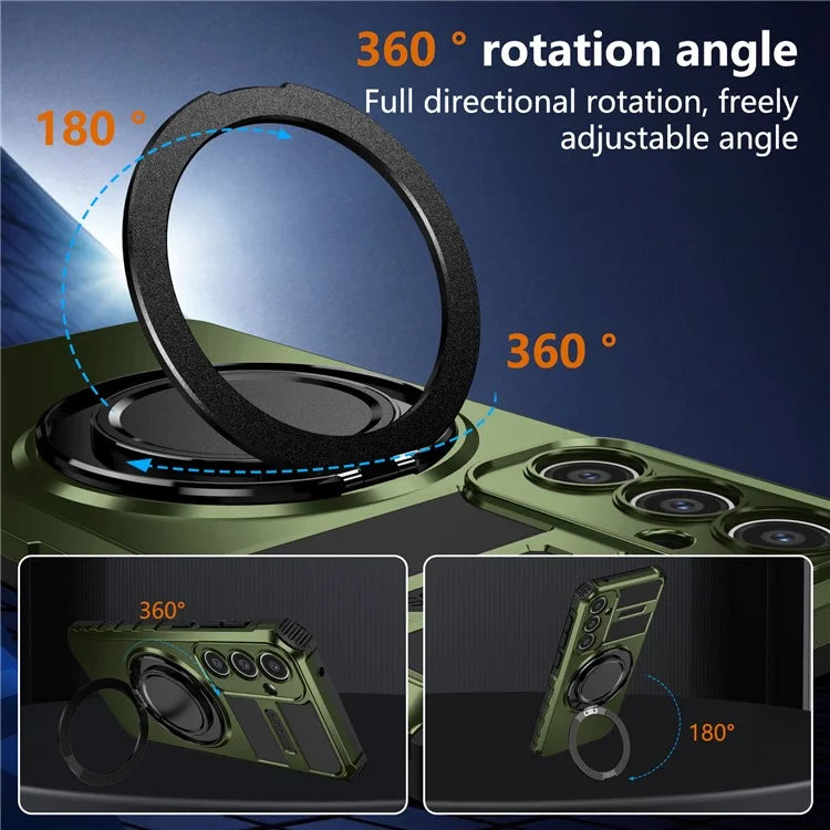 For Samsung Galaxy S23 FE Case Compatible with MagSafe Rotary Kickstand Anti-Drop TPU+PC Phone Cover