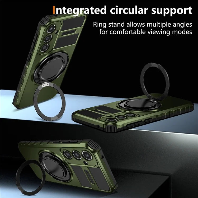 For Samsung Galaxy S23 FE Case Compatible with MagSafe Rotary Kickstand Anti-Drop TPU+PC Phone Cover