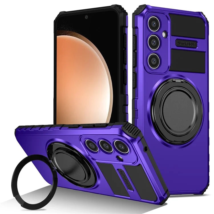 For Samsung Galaxy S23 FE Case Compatible with MagSafe Rotary Kickstand Anti-Drop TPU+PC Phone Cover