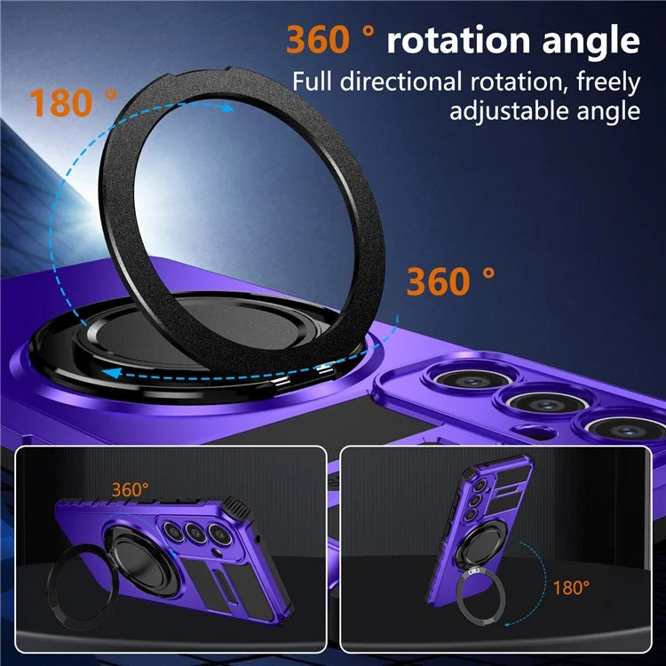For Samsung Galaxy S23 FE Case Compatible with MagSafe Rotary Kickstand Anti-Drop TPU+PC Phone Cover