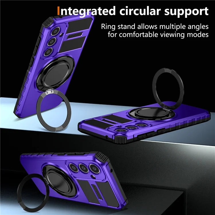 For Samsung Galaxy S23 FE Case Compatible with MagSafe Rotary Kickstand Anti-Drop TPU+PC Phone Cover