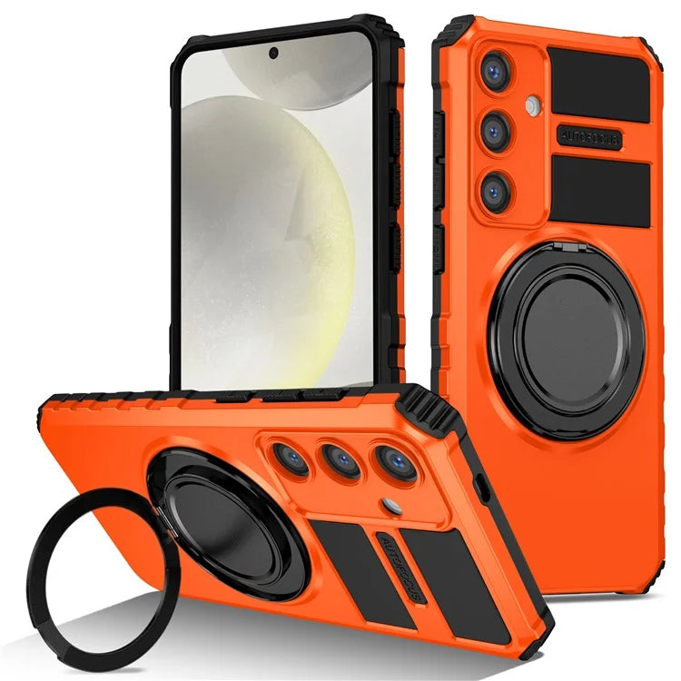 For Samsung Galaxy S24+ Case Compatible with MagSafe Rotary Kickstand Anti-Drop TPU+PC Phone Cover