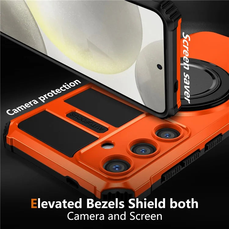 For Samsung Galaxy S24+ Case Compatible with MagSafe Rotary Kickstand Anti-Drop TPU+PC Phone Cover