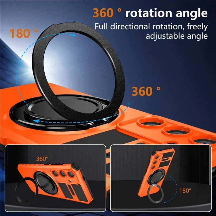 For Samsung Galaxy S24+ Case Compatible with MagSafe Rotary Kickstand Anti-Drop TPU+PC Phone Cover