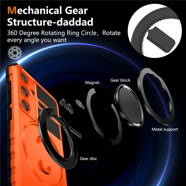 For Samsung Galaxy S24+ Case Compatible with MagSafe Rotary Kickstand Anti-Drop TPU+PC Phone Cover