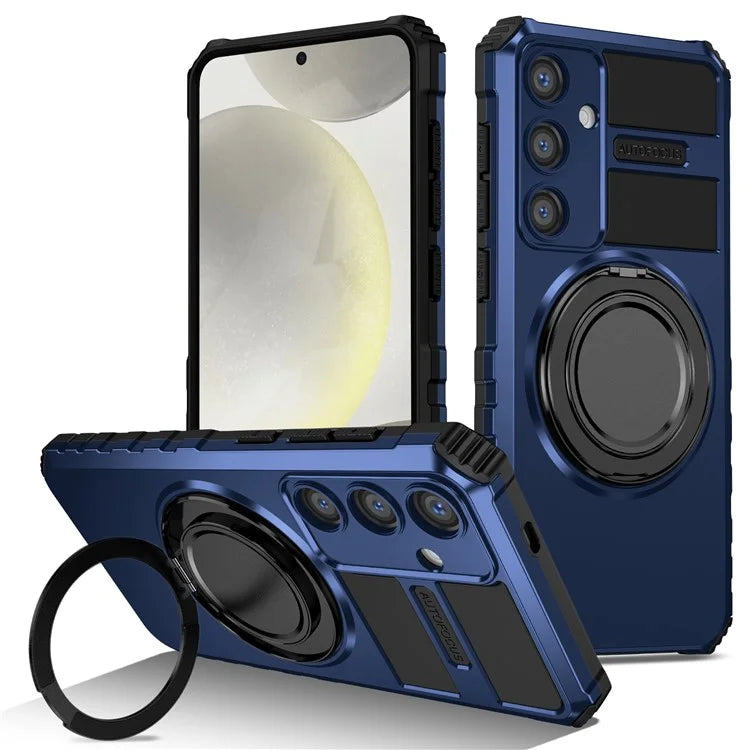 For Samsung Galaxy S24+ Case Compatible with MagSafe Rotary Kickstand Anti-Drop TPU+PC Phone Cover
