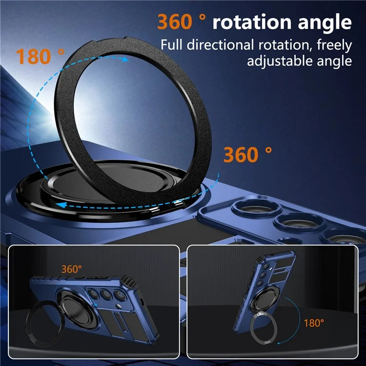 For Samsung Galaxy S24+ Case Compatible with MagSafe Rotary Kickstand Anti-Drop TPU+PC Phone Cover